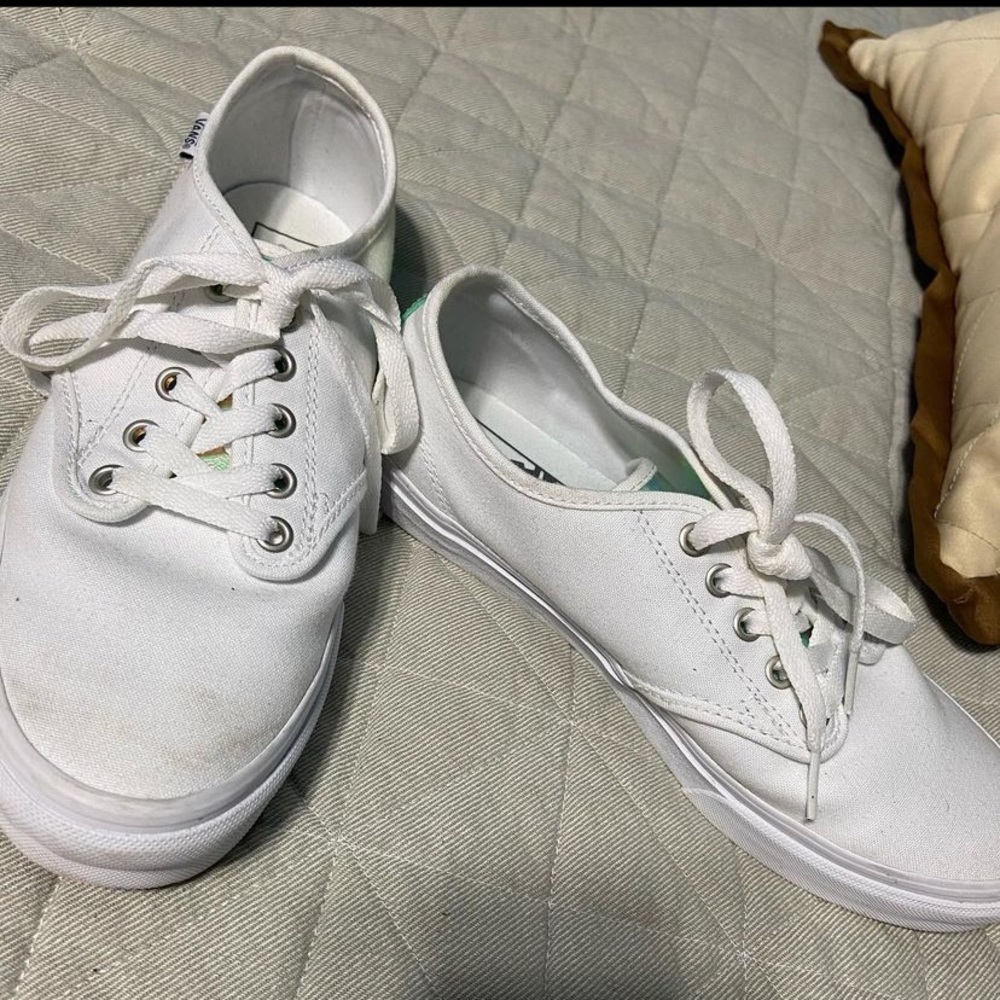 white vans with holographic detail